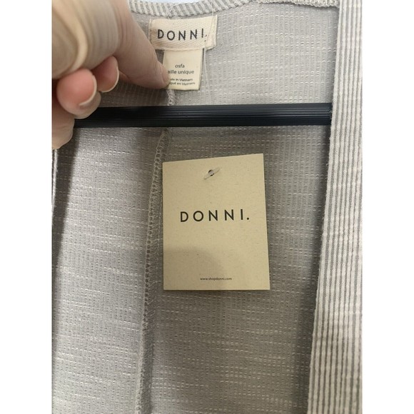 Sold Anthropologie NWT Donni One Size Micro Stripe Cardigan Gray Pocket - Picture 4 of 6